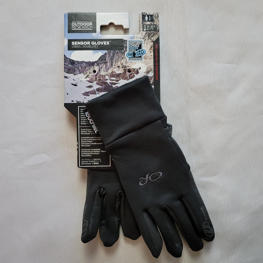 Outdoor Research Sensor Gloves Womens Small Black Touch Tech Leather Touchscreen